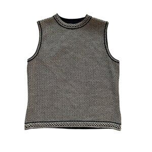 St. John Women's Black & White Sleeveless Knit Tank Top